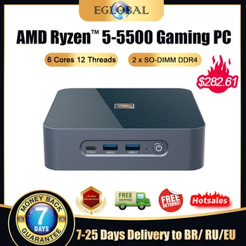 Eglobal AMD Ryzen 9 5900hx Mini PC Igrač Prozore 10/11 Gaming64GB DDR4 2*M. 2 NVMe SSD 2*LAN Igara PC Barebone Desktop Kompjuter