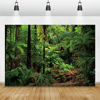Laeacco Zelene Džungli Kišne Šume Tropske Šumi Drvo Žbun Prirodni Scenu Fotografije Pozadini Pozadinu Photocall Foto Studiju