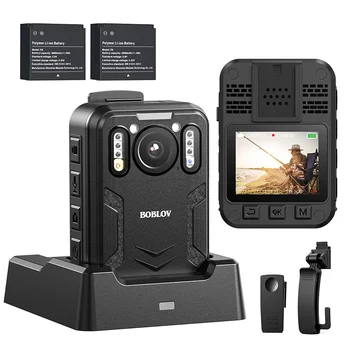 BOBLOV 4K Mini Tijelo Kameru Policija Nosivi noćno Dva 3000mAh Baterije 16H Snimak Male Kamere GPS Naplaćivati Doku