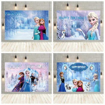 Sretan Rođendan Podlogu za Devojke Zime Smrznute Elsa Princeza Bebu Fotografije Pozadini snježna Kraljica Zamak Barjak