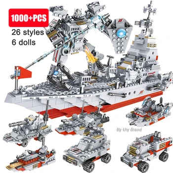 1000+PC Vojne Niz bojni Brod Borac Robot Gravitacija WW2 Vojska Krstarica Tenkovi Avion Moderne Bloka Igračke Momci Darove