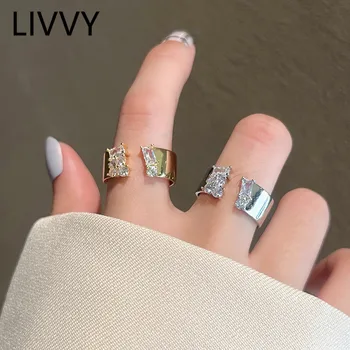 LIVVY Srebrne Boje Novi Trendu Minimalističko Geometrijske Cirkon Prilagodljiva Prsten Za Ženu Mode Nakit Zabavu Darove