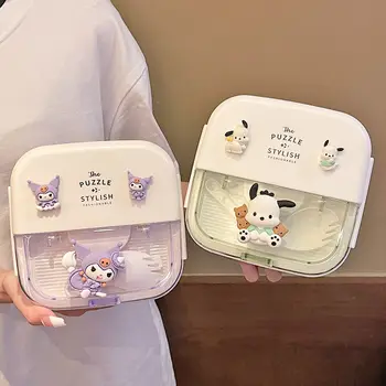 Sanrio Hello Kitty Kuromi Pochacco Kutija za Ručak sa Posuđe Djece 3D Shvatiti Kawaii Interlayer Bistratal Visoke Devojke Kapaciteta