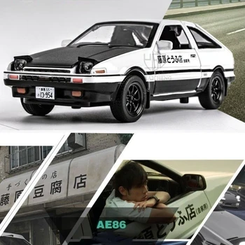 1/32 AE86 Auto Modeli Početne D Corolla Crno-bijeli AE86 Legure Japan Auto Model Trueno Metal Diecast Povuci Superauto Za Dječake