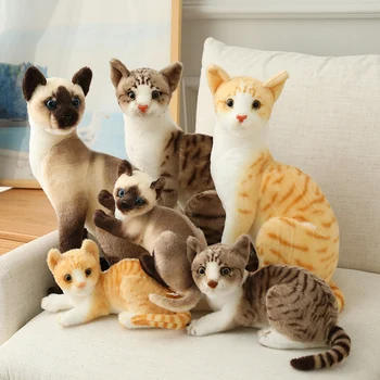 Punjene Likelike Sijamske mačke Plišana igračka simulacija Američki Shorthair Slatka Maca Lutku Ljubimca Igračke Kući Dekor Poklon Za Djecu rođendan