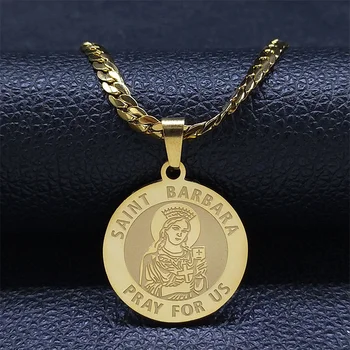 Archangel Svetac Barbara Moli se za Nas Ogrlicu za Žene Ljudi Zlatne Boje od Nerđajućeg Čelika Amulet Medalju Lanac Nakit colares N3017