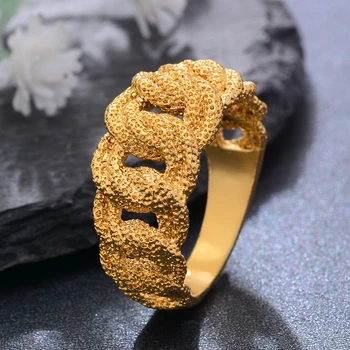 Dubai Venčanje Zlatne Boje Prstenje Za Žene Čovječe Devojke Cvijet Jednostavno Prst Prstenje