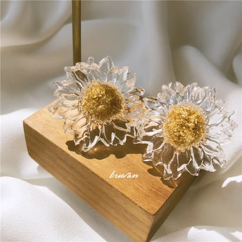 KAITIN Transparentni Cvijet Minđuše za Žene korejski Ljeto Modi Velike Suncokreta Pastuv Naušnicu Lični Fairycore Nakit