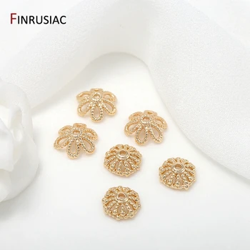 8 Vrste Mali Cvijet Kape Za Perle Pravi Nakit,14k Zlatne Bras Metal Perle Kape Pribor DIY Zanat