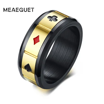8mm Malecka Čelični Prsten Crna Boja Sreće se Karta Poker Mens Pribor