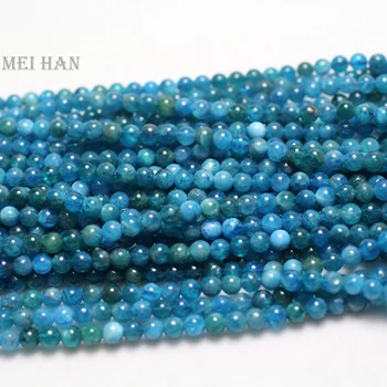 Meihan veliko (3 niti/set) Prirodni 4 mm Plavi Apatite Glatko Rundu Slobodi dragulj kamen perle za nakit pravi diy