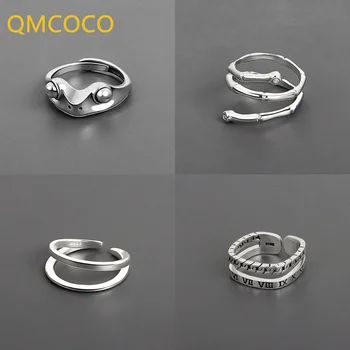 QMCOCO Srebrne Boje Propalice Geometriju Prilagodljiva Prstenje Dizajn Jednostavno Prst Prstenje Za Žene Ljudi Mode Nakit Pribor