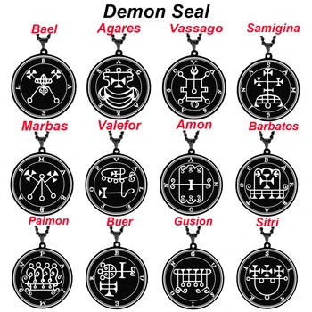 Crna Boja Kralj Asmoday Grb Demon Poreklo Pečat Manje Ključ od Solomon Goetia Amulet Talisman Nerđajućeg Čelika Privjesak Ogrlica