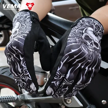 Vemar Ljeto Žene Ljudi Lobanju Mreža Moto Rukavice Motorist Dodirni Ekran Motorista Rukavice guantes moto Crne Rukavice Motocikl