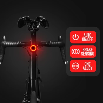 Xlite100 Bicikl Svjetlo Pametan Rep Svjetlo Auto Početi/Prestani Kočnicu Osjećam DOVEO Naplaćivati Vodootporne IPX6 Biciklizma Žmigavac