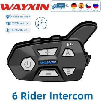 WAYXIN R9 Kacigu Slušalice Motor Interkom 6 Jahač Pričaš u Isto Vrijeme 1500M Za Bluetooth Univerzalni Spoj Fm Radio IP67 1Pcs
