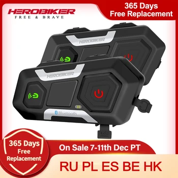 HEROBIKER Motor Interkom Vodootporne 1200 M Bluetooth Interkom Kacigu Slušalice Moto Slušalice Bežični Slušalice Interfon