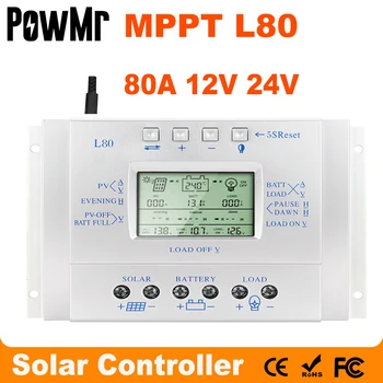 MPPT 80A Solarne Punjač Kontrolor USB 1.5 JE 5V 12V 24V LCD Solarne Ploče Regulator Sa Teretom Tajmer I Svjetlo Kontrolu Za Paljenje