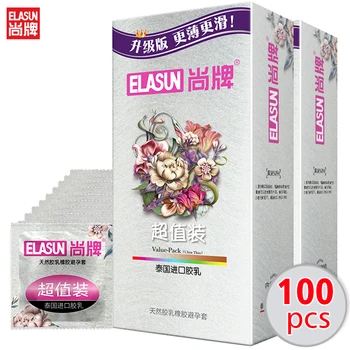 100 pc/pack ELASUN Ultra-Tanki Penis Kondoma za muškarce/Njom Kontracepciju Uređaj Veliki podmazivanje Ulje Prirodni lateks Guma Kondom