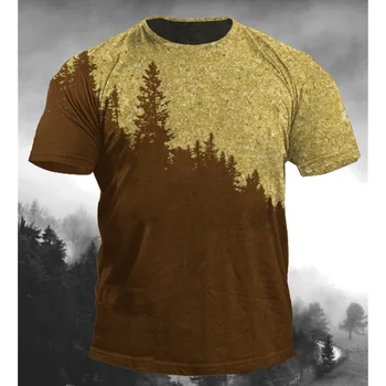 Vintage Ljudi JE Majicu Šumi Drvo 3d Otisak T Majice Za Muškarce Slobodi Prevelike-Košulje Mode Vrhu Sport Majice Ulici Opušteno Odjeće