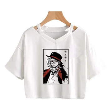 Bungou Pasa Lutalica Animaciju Useve Najviše T Majice Žene Kawaii Osamu Dazai Manga majice na Harajuku Grunge Smiješno Crtani majicu Žena 90-ih