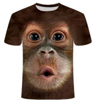 3 D Digitalni Odštampao Životinja Majmun Lice Ljudi je Kratki Rukav Opušteno T Majice za Muškarce Streetwear Odeće Najviše