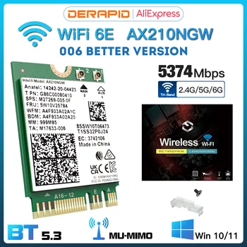 WiFi 6E 5374M AX210 M. 2 WiFi Karticu Bluetooth 5.3 WI-FI 6E Bežična Mreža Adapter Za 2,4 Ghz/5G 802.11 SEKIRU Za Prozore 10/11 64bit