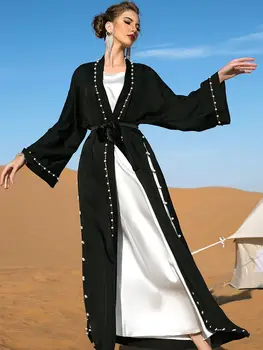 Ramazan Balskoj Haljini Otvori Crni Kimono Abaya Dubai Turska Islam Muslimana Arapski Haljinu Abayas Za Žene Caftan Ogrtač Musulmane Femme