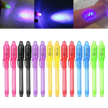Nevidljiv Mastilo Pero Magiju UV Svjetlo Olovku Fluorescentna Tajnu Poruku Pisanje Olovku za Djecu Crtež Sliku Odbor Igračke Nasumično Boja