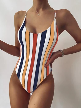 Jednom Komadu Kupaći kostim Žene Kostima 2022 Seksi Prugastu Kupaći Kostim Žena Bikini Plivanje za Plažu Nositi Monokini Žena kupaćih Kostima