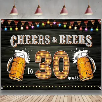 30-i Rođendan je Godišnjica Zastavu Pozadinu Živjeli i Piva do 30 Godina Rođendan Godišnjicu Ukrase stvari za Žurku koje