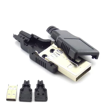 3 u 1 Tip Muškarca 2.0 USB Socket Veza 4 Pin Uključi Sa Crne Plastike Pokriti Solder Tip DIY Konektor