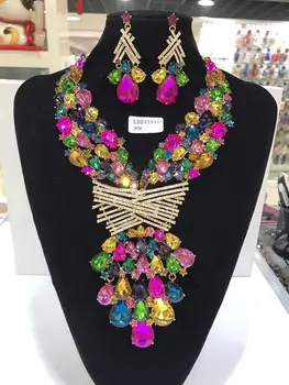Žene Luksuz Ogrlice Izvede Venčanje Delikatna Mode Nakit Set Kristal Kvarc Naušnice Nakit Postavlja