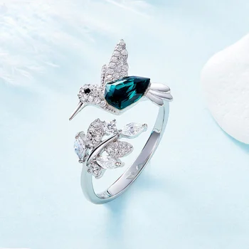 Elegantno Prirodni Plavi Kamen Prilagodljiva Kolibri Prstenje za Žene Čašu Pun Prstenje Žena Angažman Venčanju Nakit