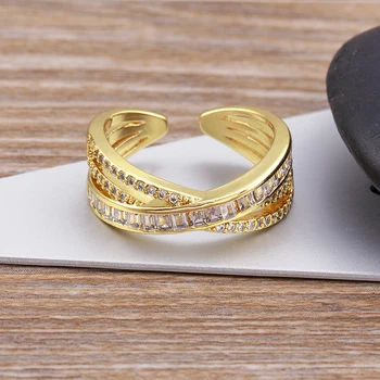 Klasični Zcirkon X Stanju Prsten Za Žene Prilagodljiva Zlatne Otvori Verenički Prsten Venčanje Žena Bohemiji Nakit Dar