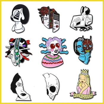 Kreativni Šivanje Kostur Kratke Kose Devojka Metal Emajl Broš Lepa Maska Kraljica Značku Trendu Kostim Ruksak Nakit Dar