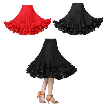 žena je čvrsta Salu Valcer Ples Swing Suknju Crnog je Crveni Moderne Tango Obuci Haljinu Kostim