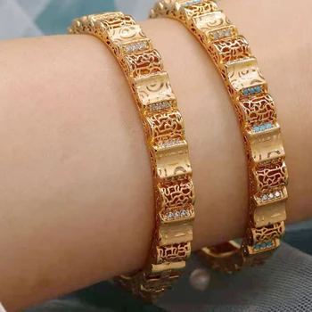 Visokog Kvaliteta Bakra Zlatne Lisice Narukvicu Žene Kristal Cirkon Narukvicu Luksuz Dubai Svadbeni Nakit Bijoux Arabesque