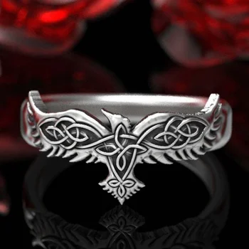 Novi Srebrne Boje Keltski Raven Prstenje za Muškarce Mode Mens Irski Venčanje Nakit Keltski Raven Trinity Čvor Prsten Propalice Pribor