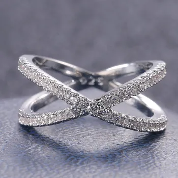 Novi Dizajn X Stanju Krst Prstenje Za Žene Mode Ovaj Par Venčanje Mikro Popločan CZ Kristal Luksuz Nakit