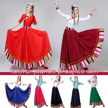 Tradicionalne Kineske Kostim Pozornici Ples Nositi Folk Kostime Nastup Festival Tibetanski Odjeću Dugo Suknje Žene Plešu Suknje