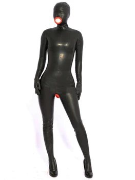 100%Lateks Guma Gummi Catsuit Masku Rukavica za cijelo tijelo koje se razvlači Hulahopke Crni Veličine X~XXL