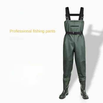 Trajnih PVC Pecanje Pantalone Vodootporne Kože Trake Pola tijela Zaštitu Probijam Odelo Kombinezon sa Cipelama