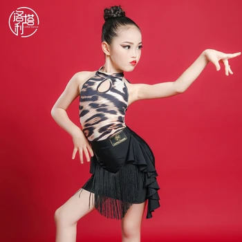 Lolita djece je ljeto latinski ples odjeće za Djecu online crveni nastup odjeću Devojke podijeliti latino plesa suknju
