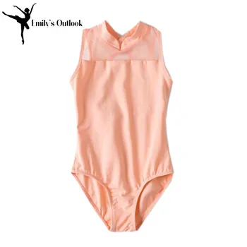 Devojke Čipke Tenk Triko Visoko-Vrat Tim Osnovne Dancewear Pamuka Balet Gimnastički Majice Vrhu Elegantan Roze Prilagoditi Logo