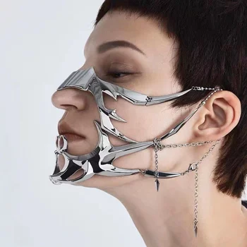 CyberPunk Nepravilno Titanijumski Čelika Masku Gotski Propalice Metal Mehanički Vanzemaljac Tekućine Lice Ornament Naušnice Zabavu Nakit Accessorie