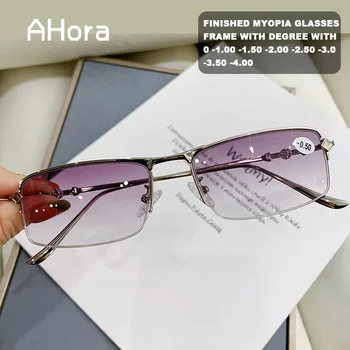 Sada Novi Posao Ljudi Završio Myopia Naočale Metal Pola Okvir Optički kratkovidi Naočale Naočale Slike Sa Diplomu 0~-4