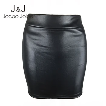 Jocoo Jolee Žene Modi Velike Srednjoj Struka Pu kože Suknje Bodycon Mini Faux Kože Olovku Suknju Ured Dama Suknje