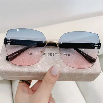 2022 Novi Berba Dame Naočale Ljeto Žene Nijansi Silazna Putanja Naočale Rimless Naočale Frameless Sunčane Naočale