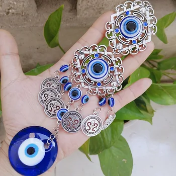 Turski Plavi Zlo Oko Hamsa Ruku Slona Amulet Zid Visi Ornament Sreće Zaštitu Visi Rundu Vode Baci Izuzetan Dar
